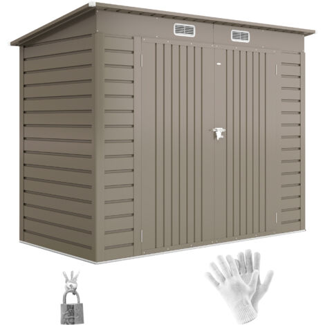 Outsunny 8 x 4FT Metal Garden Storage Shed with Double Doors and 2 Vents Light Grey