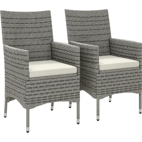 Outsunny 2PC Outdoor Rattan Armchair Wicker Dining Chair Set for Garden Mixed Grey