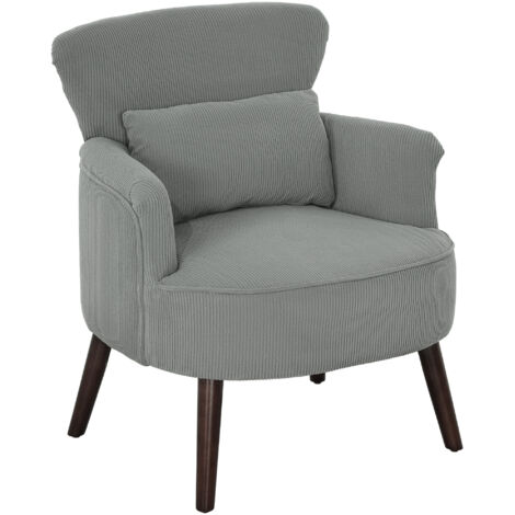 HOMCOM Armchair with Padded Seat and Backrest for Living Room, Light Grey