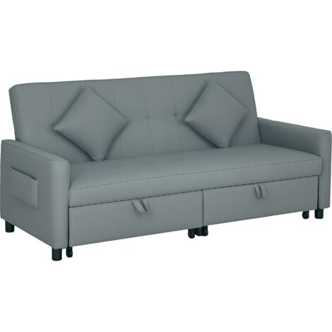 HOMCOM Reversible L-Shaped Sectional Sofa Bed with Cushions, Grey (1/5)
