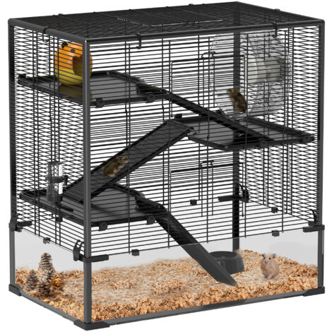 PawHut 4-Tier Hamster Cage w/ Deep Tempered Glass Bottom, 78.5 x 48.5 x 80cm
