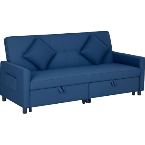 HOMCOM Reversible L-Shaped Sectional Sofa Bed with Cushions, Blue (1/5)
