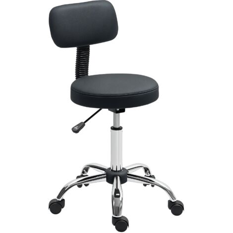 HOMCOM Cosmetic Stool 360° Rotate Height Adjustable Salon Massage Spa Chair Hydraulic Rolling Faux Leather Saddle Stool, Cream | UK