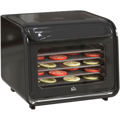 HOMCOM Food Dehydrator with 6 Stainless Steel Tray, for Fruit, Meat, Black (1/5)