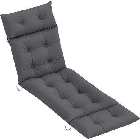 Outsunny Sun Lounger Cushion Only, Garden Lounge Chair Cushion, Dark Grey (1/5)