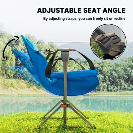 Outsunny Hammock Camping Chair Set of 2, Adjustable Back Camp Chair, Blue