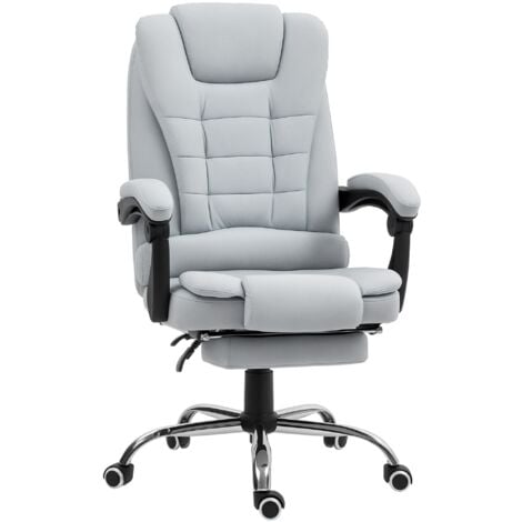 HOMCOM Executive Office Chair Swivel Chair with Footrest Light Grey
