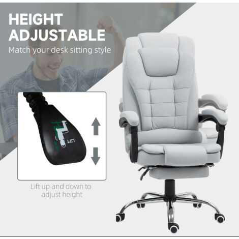 HOMCOM Executive Office Chair Swivel Chair with Footrest Light Grey