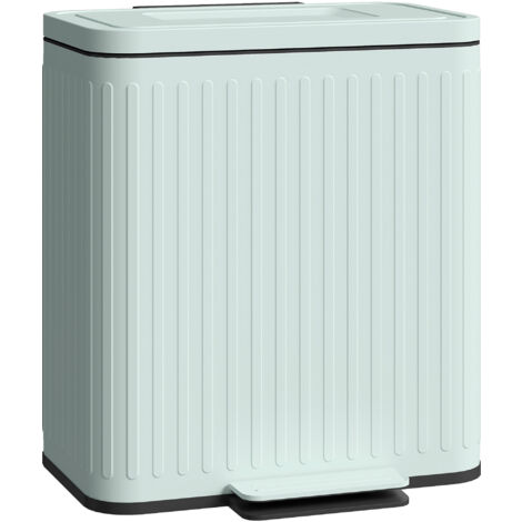 HOMCOM 2 x 20L Double Rubbish Bin, Pedal Bin with Soft-Close Lid, Green