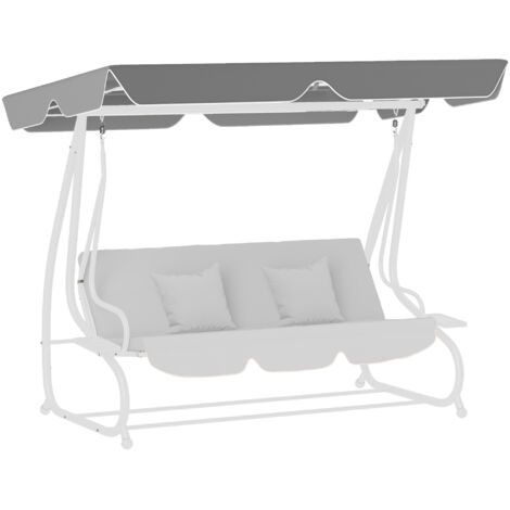 Outsunny Waterproof Garden Swing Canopy Replacement 3 Seater, Dark Grey
