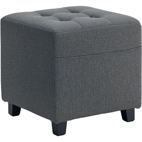 HOMCOM Small Footstool Square Ottoman with Padded Seat for Living Room Grey
