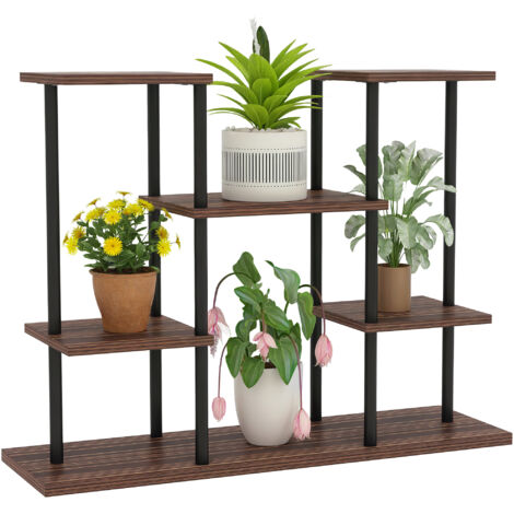 Outsunny 4 Tiered Metal Flower Shelf Display Rack, Carbonised Finish (1/5)
