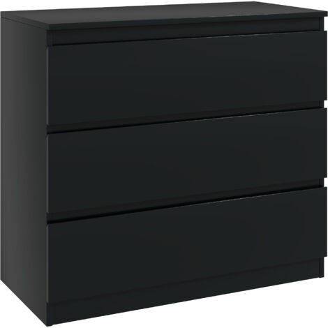 HOMCOM Chest of Drawers, 3 Drawer Storage Cabinet Unit for Bedroom, Black (1/5)