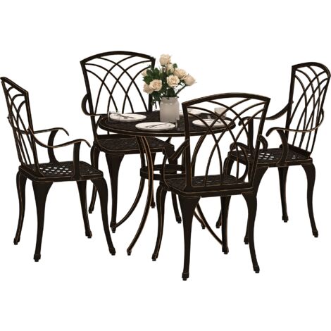 Outsunny 5 PCs Garden Dining Set, Garden Furniture Set, Bronze Tone (1/5)