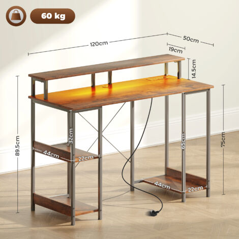 HOMCOM Computer Desk Reversible Home Office Desk with Storage Rustic Brown
