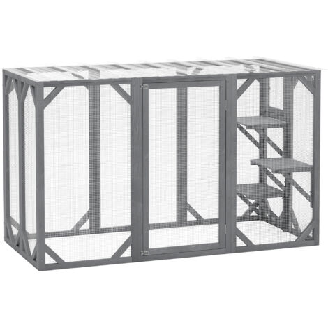 "PawHut 71""Wooden Cat House with 3 Platforms, Large Door for Multiple Cats"