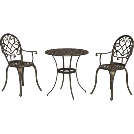 Outsunny 3PCs Bistro Set, Aluminium Garden Table and Chairs Bronze Tone (1/5)