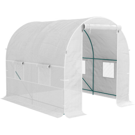Outsunny Polytunnel Greenhouse Outdoor Grow House Roll Up Door Windows 2x2.5m