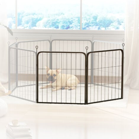 PawHut 2 Piece Expansion Pack Dog Pen for Small Dogs, 60cm Tall, Black