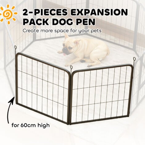 PawHut 2 Piece Expansion Pack Dog Pen for Small Dogs, 60cm Tall, Black