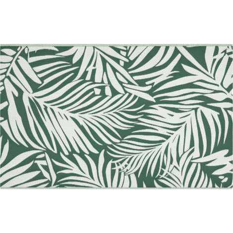 Outsunny Outdoor Rug, 1.5 x 2.4m Patio Floor Mat, Green and White
