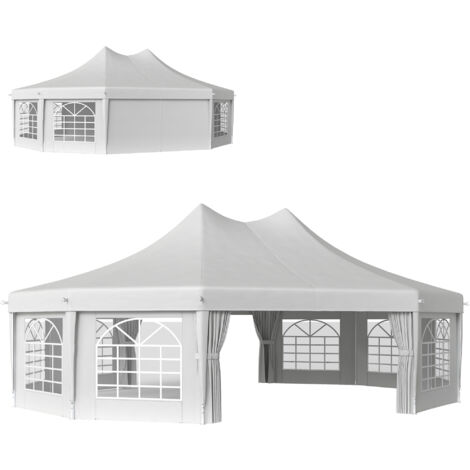 Outsunny 10 Sides Heavy Duty Tent Gazebo Outdoor Party Wedding Event Marquee
