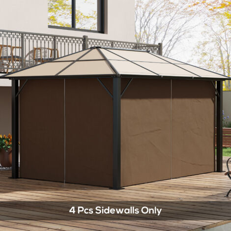 Outsunny Universal Gazebo Replacement Sidewall Set w/ 4 Panels Dark Brown