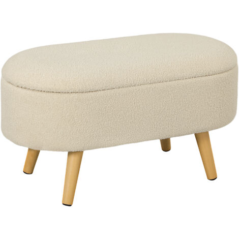 HOMCOM Ottoman Storage Bench for Hallway, Living Room, Cream White