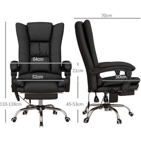 Vinsetto PU Leather Vibration Massage Office Chair with Heat, Black