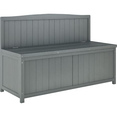 Outsunny Wood Storage Bench for Patio, Outdoor Garden Seating, Grey
