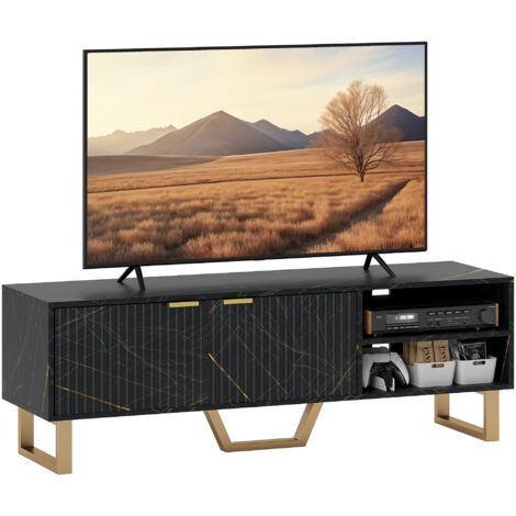 HOMCOM TV Unit, TV Stand Cabinet with Shelves and Storage Cupboard, Black (1/5)
