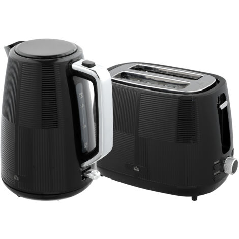 HOMCOM 1.7L Fast Boil Electric Kettle and 2 Slice Water Toaster Set, Black