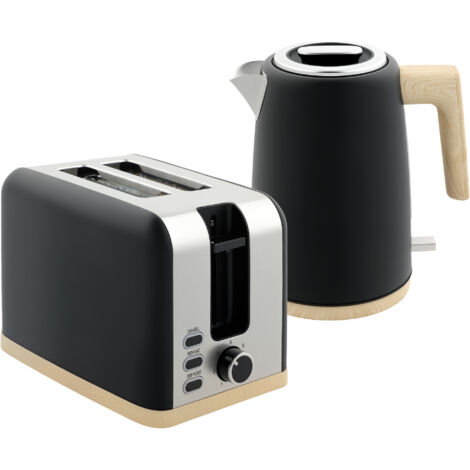 HOMCOM 1.7L Electric Fast Boil Kettle and 2 Slice Toaster Set, Black