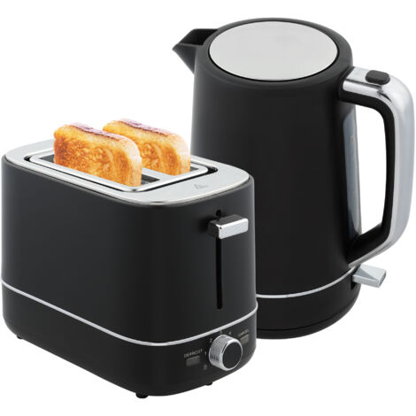 HOMCOM 1.7L 3000W Fast Boil Electric Kettle and 2 Slice Toaster Set, Black