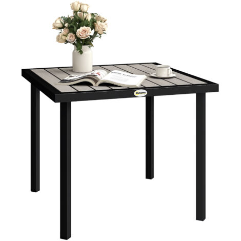 Outsunny Garden Table for 4 Person with 5.4cm Parasol Hole, Light Grey (1/5)