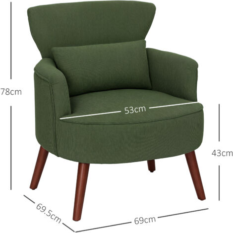 HOMCOM Armchair with Padded Seat and Backrest for Living Room, Green