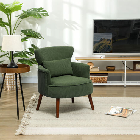 HOMCOM Armchair with Padded Seat and Backrest for Living Room, Green