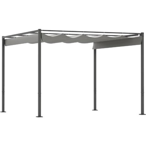 Outsunny 3 x 3(m) Garden Pergola with Retractable Roof, UPF30+, Grey