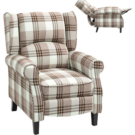 HOMCOM Recliner Chair for Living Room Wingback Chair with Padded Armrest Brown