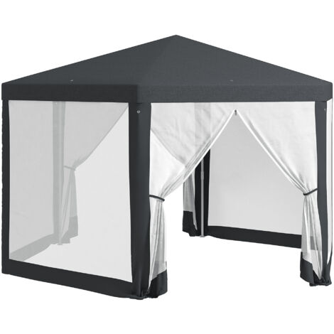 Outsunny Garden Hexagonal Gazebo Patio Outdoor Canopy Patio Party Tent Dark Grey (1/5)