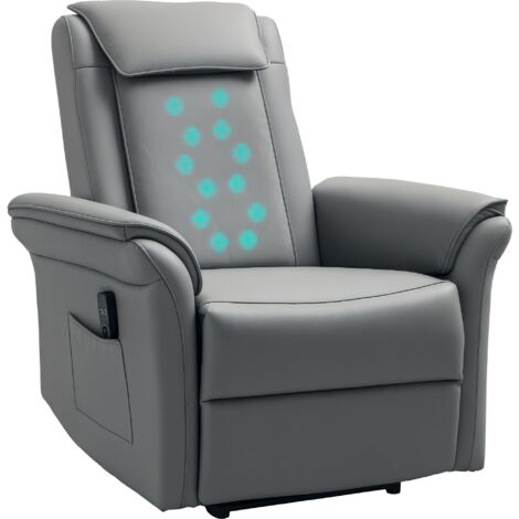 HOMCOM Kneading Massage Recliner Chair Breathable Leather Recliner Armchair