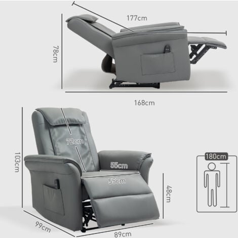 HOMCOM Kneading Massage Recliner Chair Breathable Leather Recliner Armchair