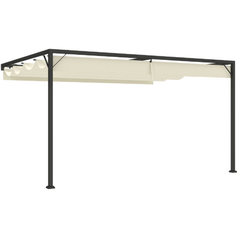 Outsunny 4 x 3(m) Outdoor Pergola Retractable Canopy Wall Mounted, Cream
