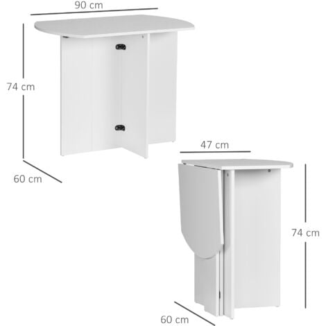 HOMCOM Foldable Dining Table Compact Drop Leaf Table for Kitchen White