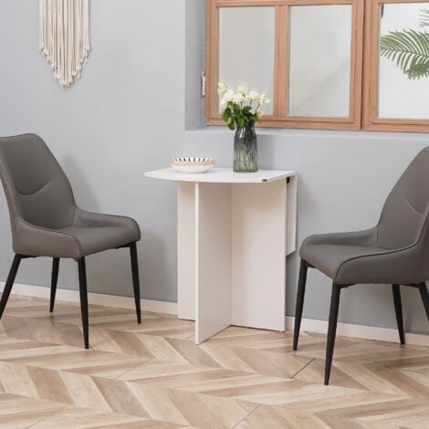 HOMCOM Foldable Dining Table Compact Drop Leaf Table for Kitchen White