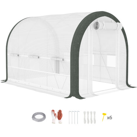 Outsunny Walk-in Tunnel Greenhouse, Upgraded Structure, Mesh Door & Windows
