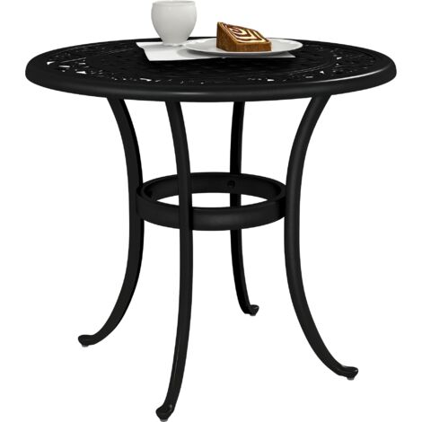 Outsunny 60cm Round Garden Table with Cast Aluminium Frame, Black (1/5)
