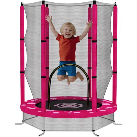AIYAPLAY 4.6FT Kids Trampoline with Safety Enclosure Net, Pink (1/5)
