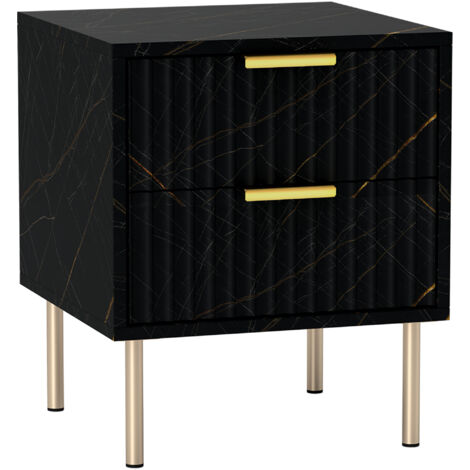 HOMCOM Bedside Table Bedside Cabinet with 2 Drawers for Bedroom, Black