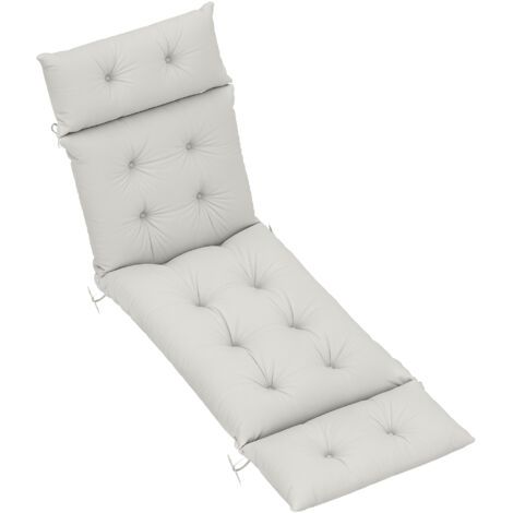 Outsunny Sun Lounger Cushion Only, Garden Lounge Chair Cushion, Light Grey